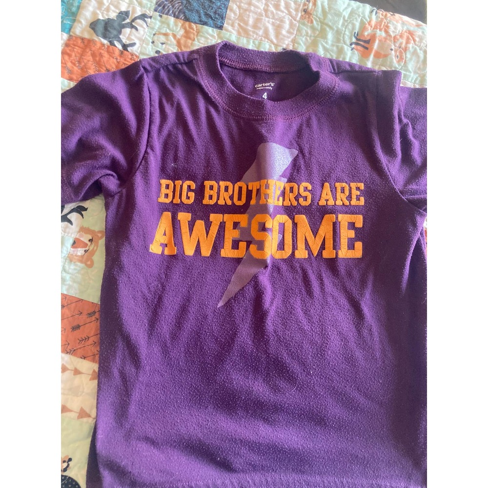 Boys Purple and Orange "Big Brothers Are Awesome" T-shirt